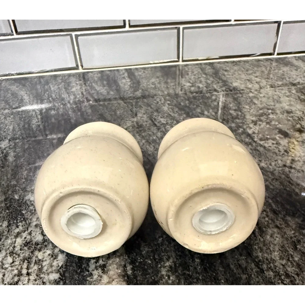 Vintage Ceramic Geese and Apple Salt and Pepper Shakers Set Speckled Cream